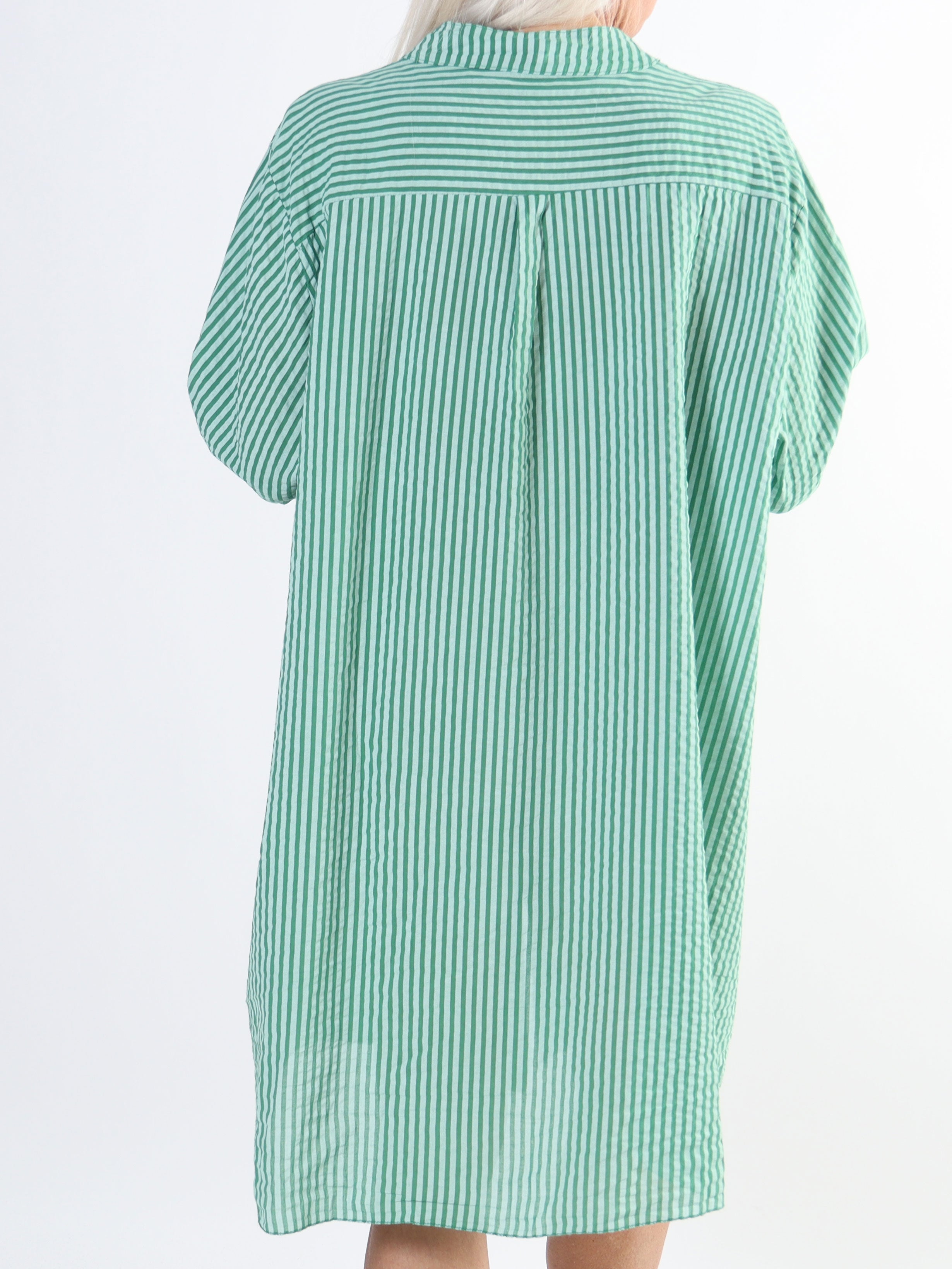 Carmina - Stribet plus size skjorte i bomuld med lommer